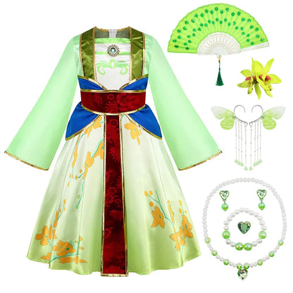 Kids Mulan Cosplay Princess Dress Girls Chinese Style Hanfu Traditional Costume Children Birthday Carnival Party Fairy Clothing