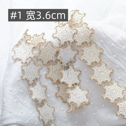 1 Yard Gold White Embroidery Lace Trim for Needlework Wedding Dress Patches Fringe Collar Crafts Fabric for Sewing Accessories