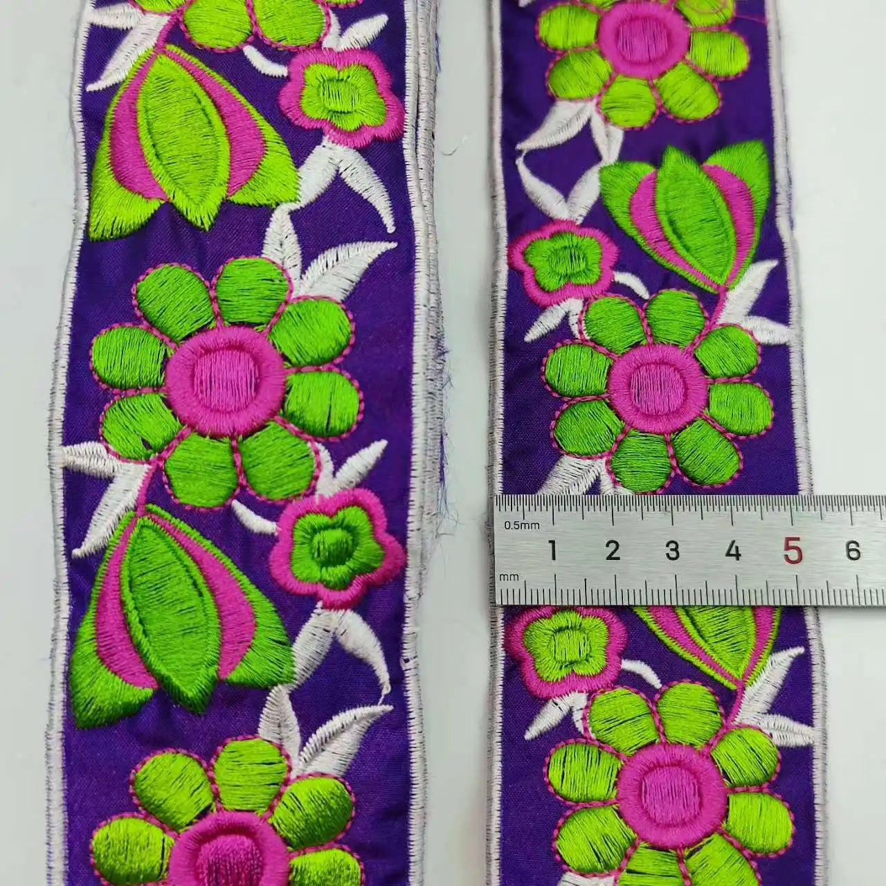 4.3-5cm Width Embroidered Flowers Lace Webbing For Needlework Dentelle Sewing Accessories, Sell by Yard