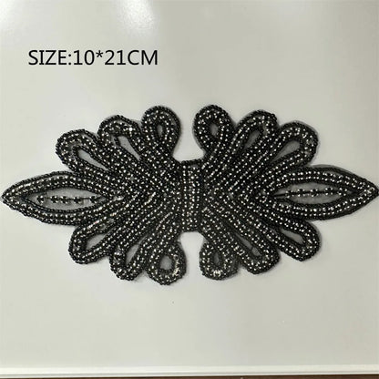 1PCS  AB Silver Rhinestone Applique flower patches Iron on/sew on wedding dress accessories For Clothes Decoration