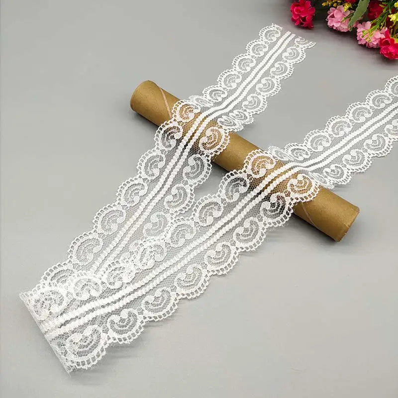 Wholesale 10 Yards White Lace Ribbon Lace Trim Fabric DIY Embroidered Lace trimmings for Sewing Accessories African Fringe Lace