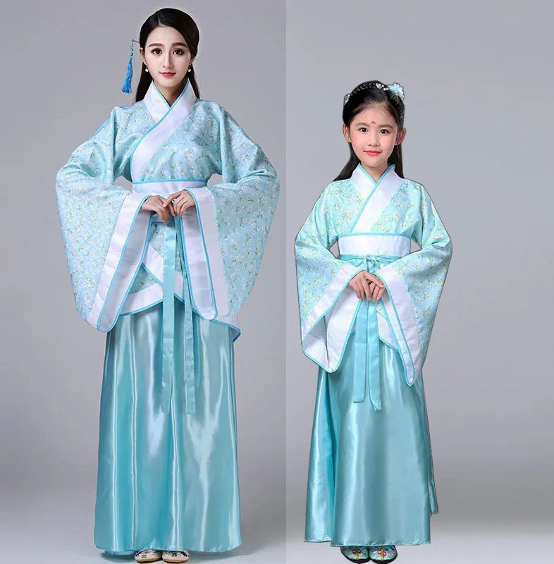 Hanfu Children 2023 Chinese Costume Kids Flower Girl Dresses Traditonal Stage Wear Women Dance Costume Adult Fairy Dress