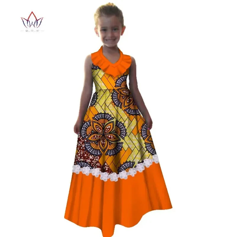 New Summer Africa Children Dress Dashiki European Root Yarn Cute Girls Dresses Sweet African Traditional Clothing WYT245