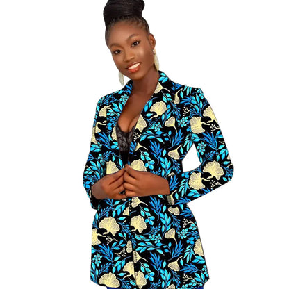 Original Design Women's Suit Jackets Colorful Print Female Ankara Blazers African Wedding Party Short Coat