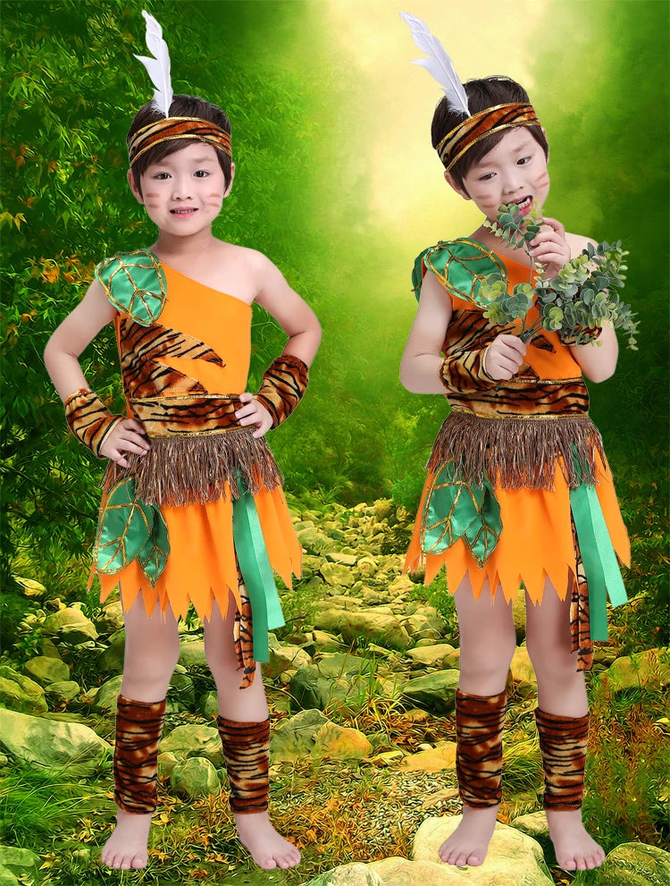 June 1st International Children's Day Wild Man Performance Costume Dance Costume Primitive Indian Hunter Performance Costume