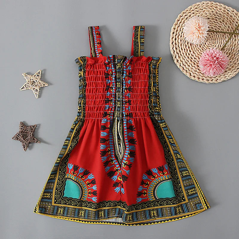 African Dress Girl Traditional African Clothing Dashiki Ankara Kid Kawaii Sundress Elegant Children Print Summer Style