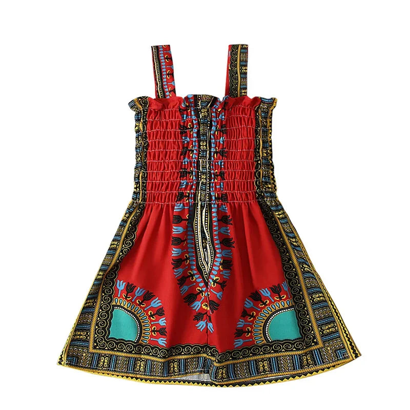 2022 Summer Fashion Style African Children Polyester Printing Dress Girl Dress African Dresses for Children