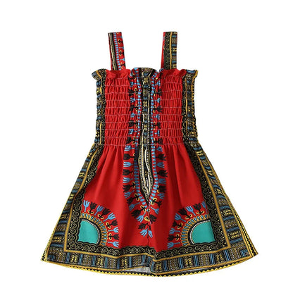 2022 Summer Fashion Style African Children Polyester Printing Dress Girl Dress African Dresses for Children