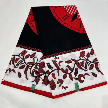 African Wax Fabric High Quality Wax Wholesale Nigeiran Wax Prints Material 6 Yards Black And White Red