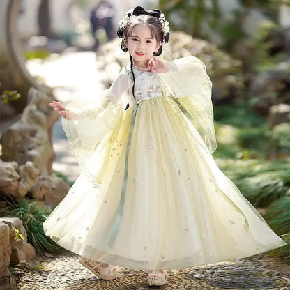 Chinese Kids Hanfu Dress Cute Girl Carnival Cosplay Costume Ancient Traditional Child Hanfu Dance Perform Dress Christmas Gift