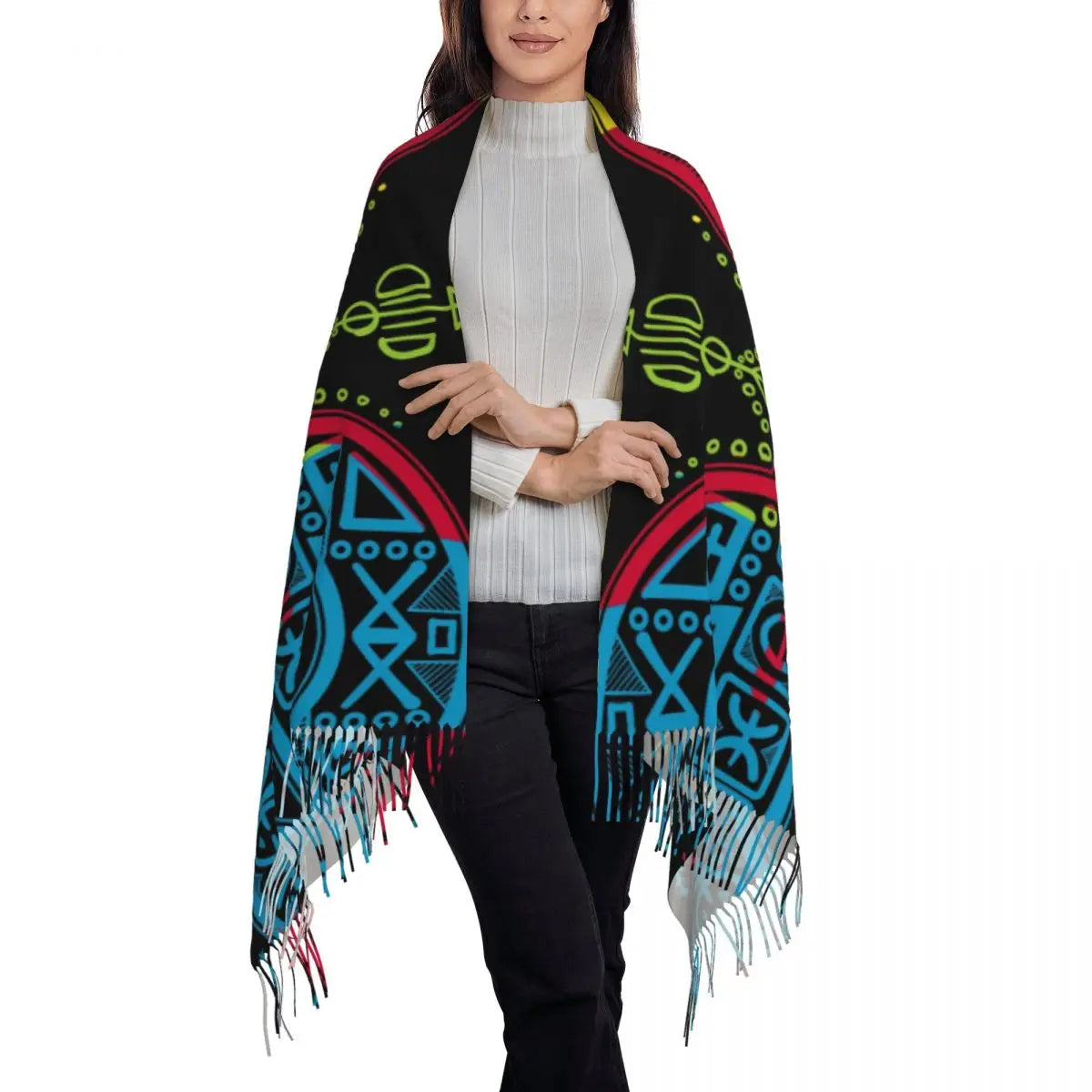 Print Amazigh Pride Tifinagh Patriotic Kabyle Scarf Men Women Winter Warm Scarves Traditional Geometric Amazigh Shawl Wrap