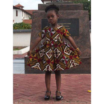 Baby Girls African Dress Toddler Kids Dashiki Traditional Style Print Short Sleeve Casual Dress Ankara Princess Dresses Vestidos