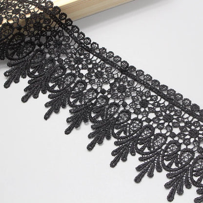 1 Yard High Quality Beautiful Black Lace Ribbon Tape 90MM Lace Trim DIY Embroidered For Sewing Decoration African Lace Fabric