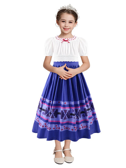 Girls Princess Dress+Bow Headwears Carnival Louisa Cosplays Costume Toddler Children Christmas Halloween Birthday Party Vestidos