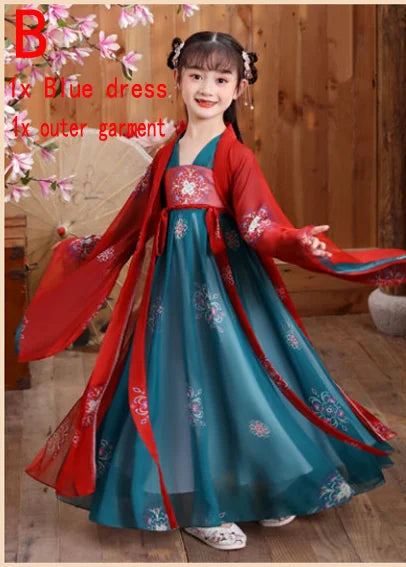 New Retro Chinese Hanfu Dress Imitation Chinese Tang Dynasty Girls Dress