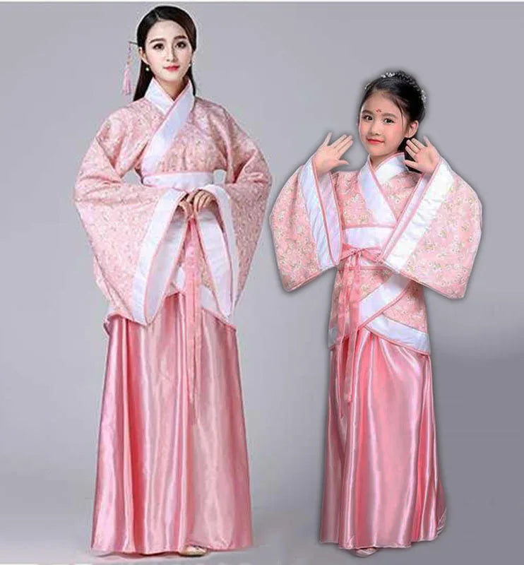 Hanfu Children 2023 Chinese Costume Kids Flower Girl Dresses Traditonal Stage Wear Women Dance Costume Adult Fairy Dress