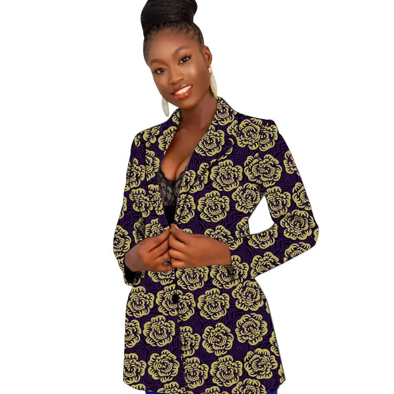 Original Design Women's Suit Jackets Colorful Print Female Ankara Blazers African Wedding Party Short Coat