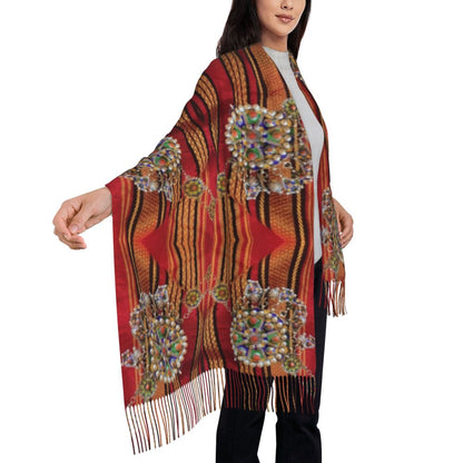 Amazigh Foutha Kabyle Scarf Wrap Women Long Winter Warm Tassel Shawl Unisex Mediterranean Geometric Scarves