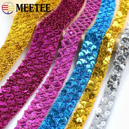 2/5/10M 15/20/35mm Sequin Ribbons Lace Trim for Sewing Wedding Party Laces Fabric Garment Decor Band DIY Supplies Accessories