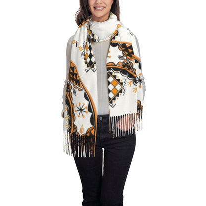 Amazigh Foutha Kabyle Scarf Wrap Women Long Winter Warm Tassel Shawl Unisex Mediterranean Geometric Scarves