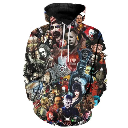 New Arrival Personality Hoodies Horror Movies 3D Printed Pullover Men Women Casual Oversized Hooded Sweatshirts Cool Hoodie