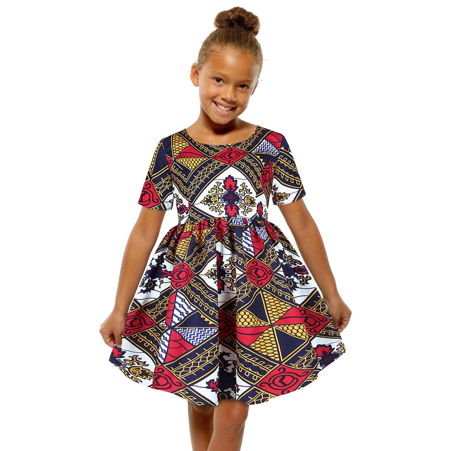 Baby Girls African Dress Toddler Kids Dashiki Traditional Style Print Short Sleeve Casual Dress Ankara Princess Dresses Vestidos