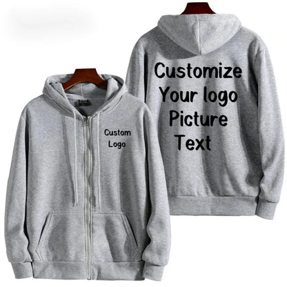 Custom Your Logo Zipper Hoodies Women Men Fashion Long Sleeve Hooded Sweatshirt Hot Sale Casual Autumn Winter Sportwear Clothes