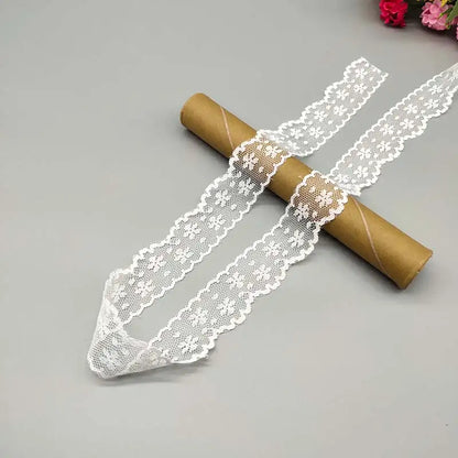 Wholesale 10 Yards White Lace Ribbon Lace Trim Fabric DIY Embroidered Lace trimmings for Sewing Accessories African Fringe Lace