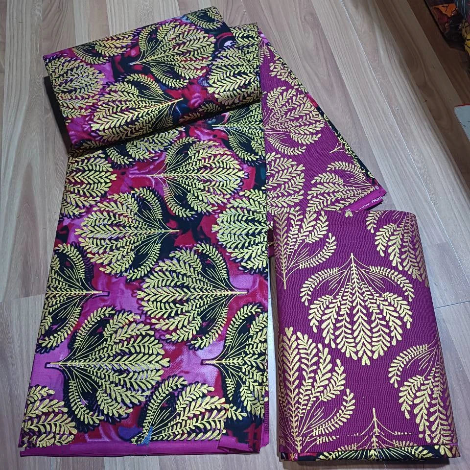 Real Ankara Wax Lace fabric 2024 High Quality 100% Cotton 6 Yards Nigerian Gold Prints Fabric Ghana Style for Women Party Dress