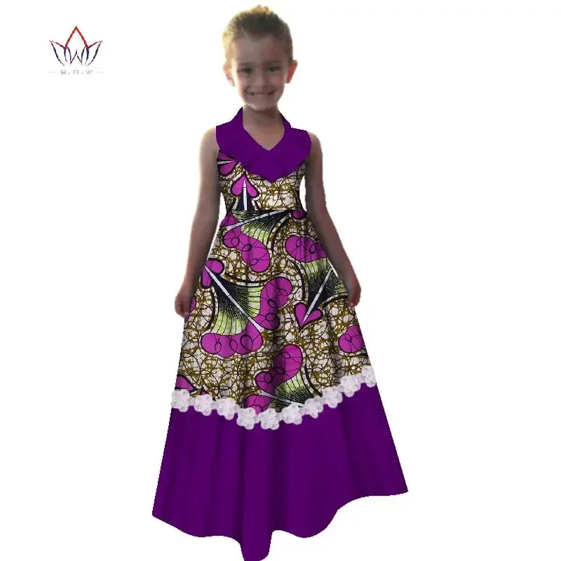 New Summer Africa Children Dress Dashiki European Root Yarn Cute Girls Dresses Sweet African Traditional Clothing WYT245