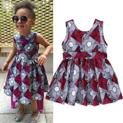 Girls European and American summer skirt African Bohemian style dress + belt two-piece children's clothing