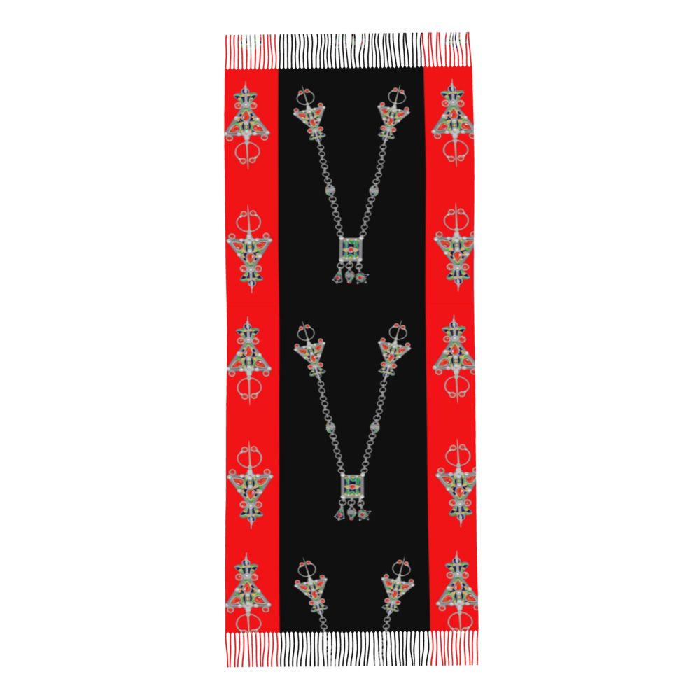 Print Amazigh Pride Tifinagh Patriotic Kabyle Scarf Men Women Winter Warm Scarves Traditional Geometric Amazigh Shawl Wrap