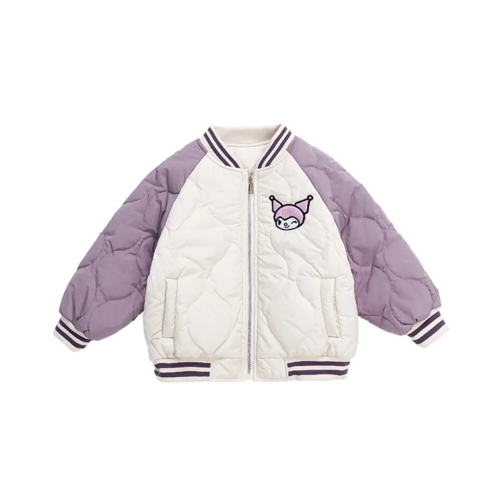 Girly Heart Kawaii Sanrio Kuromi Soft Baseball Jacket – Cute Anime Cartoon Coat for Kids, Y2K Style Gift