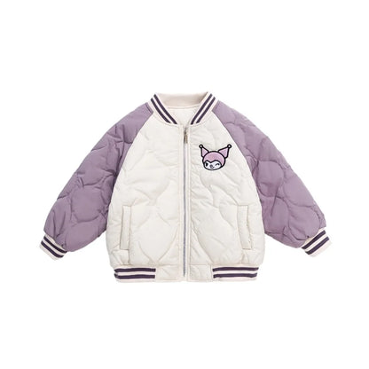 Girly Heart Kawaii Sanrio Kuromi Soft Baseball Jacket – Cute Anime Cartoon Coat for Kids, Y2K Style Gift