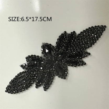 1PCS  AB Silver Rhinestone Applique flower patches Iron on/sew on wedding dress accessories For Clothes Decoration