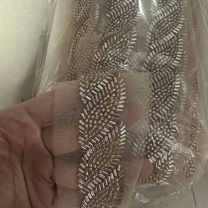 3yards New design Beaded Embroidered Trim for Bridal Wedding  craft for diy garment