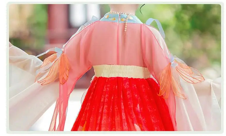 Chinese Kids Hanfu Dress Cute Girl Carnival Cosplay Costume Ancient Traditional Child Hanfu Dance Perform Dress Christmas Gift