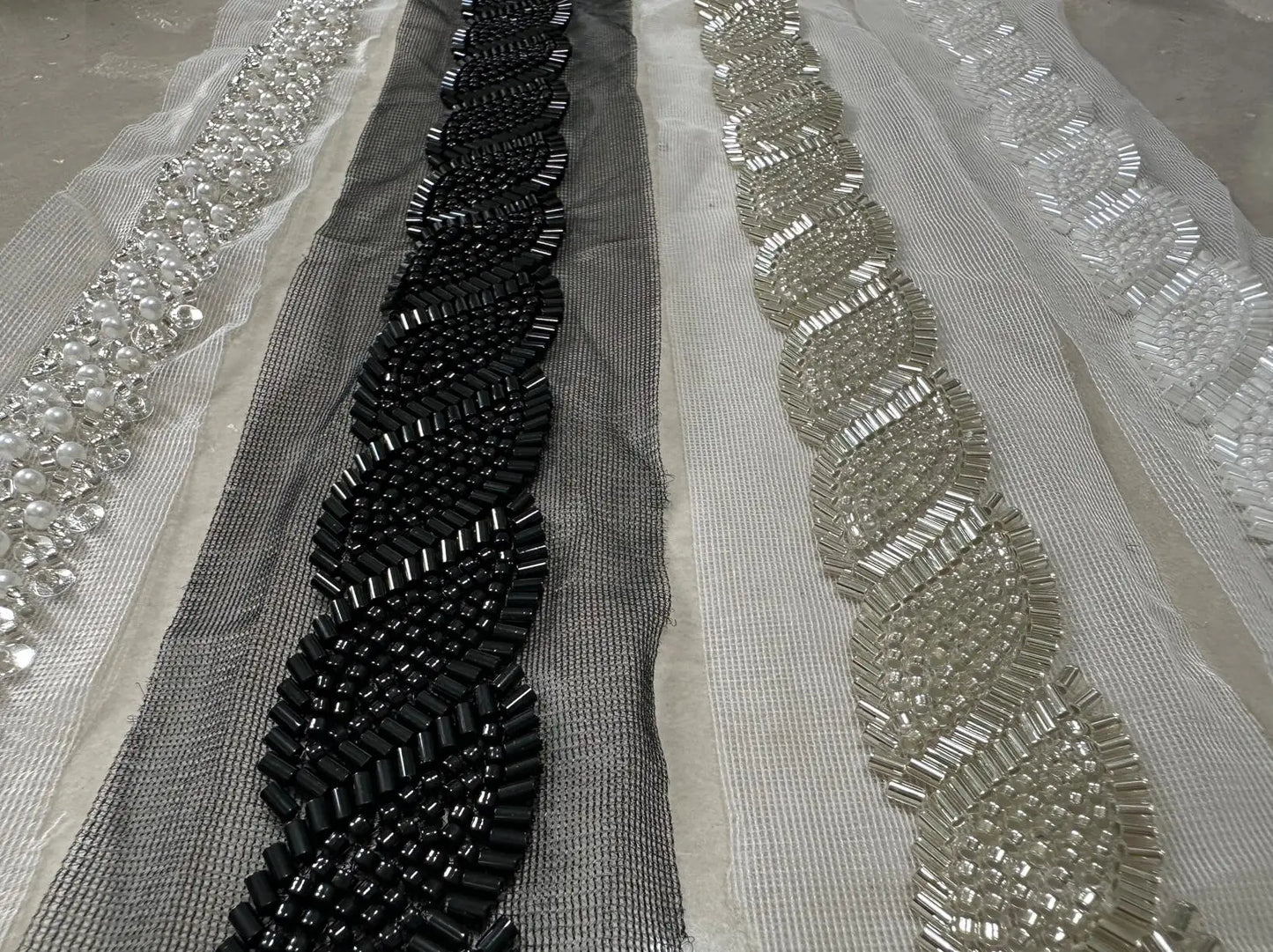 90cm Sequin Pearl Beaded Lace Trim Mesh Lace Ribbon Fabric Clothes Decoration Wedding Dress Collar Sleeve African Lace Applique