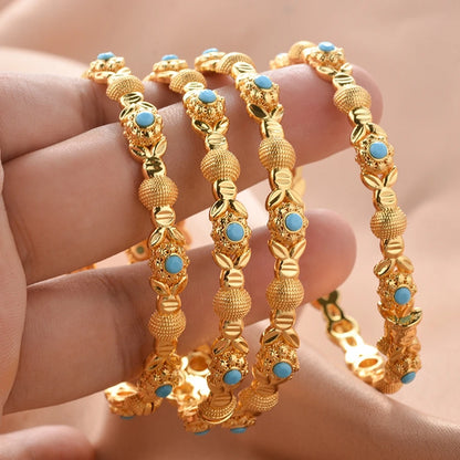 4pcs/lot Middle East gold-Plated Bangles Dubai Bracelet Fashion Jewelry For Summer Women Party Gift ﻿