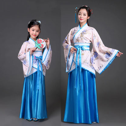 Hanfu Children 2023 Chinese Costume Kids Flower Girl Dresses Traditonal Stage Wear Women Dance Costume Adult Fairy Dress