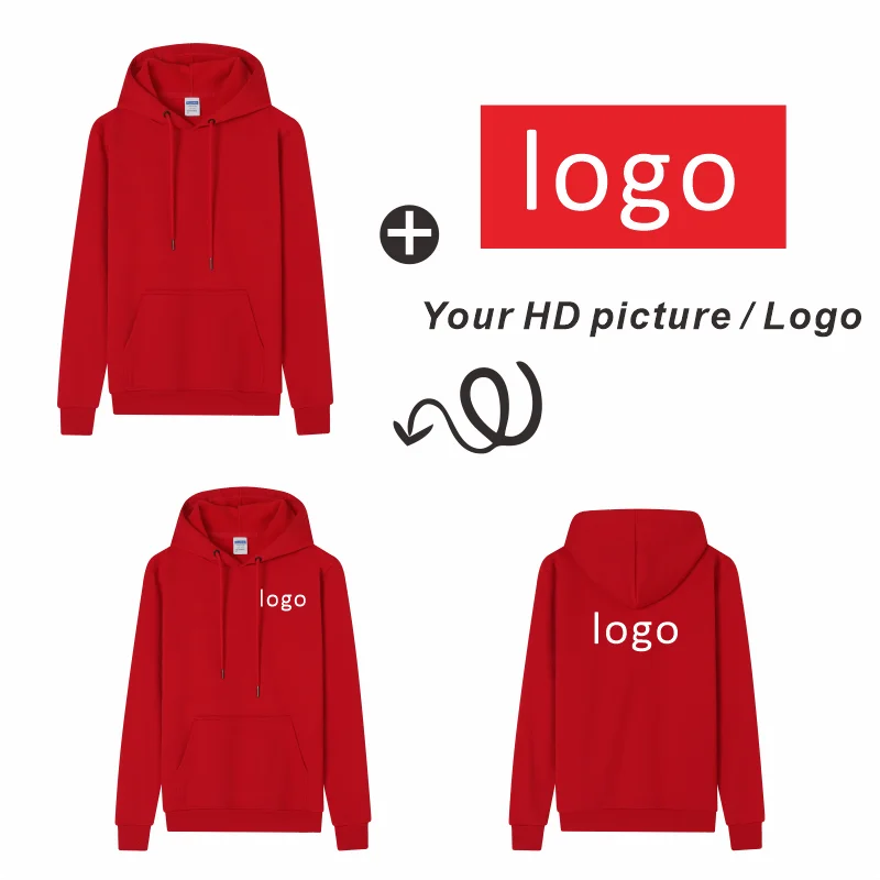 ustomized logo for sweaters Embroidered text logo on autumn and winter hoodies Long sleeved work clothes with printed patterns