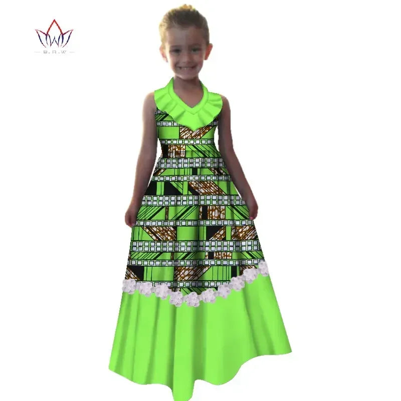 New Summer Africa Children Dress Dashiki European Root Yarn Cute Girls Dresses Sweet African Traditional Clothing WYT245