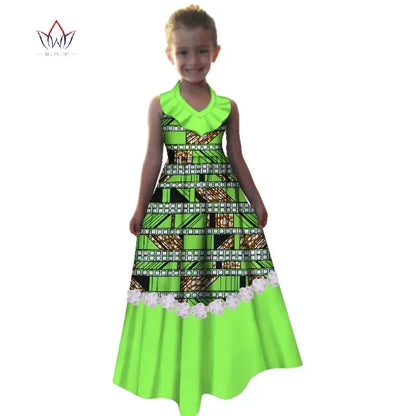 New Summer Africa Children Dress Dashiki European Root Yarn Cute Girls Dresses Sweet African Traditional Clothing WYT245