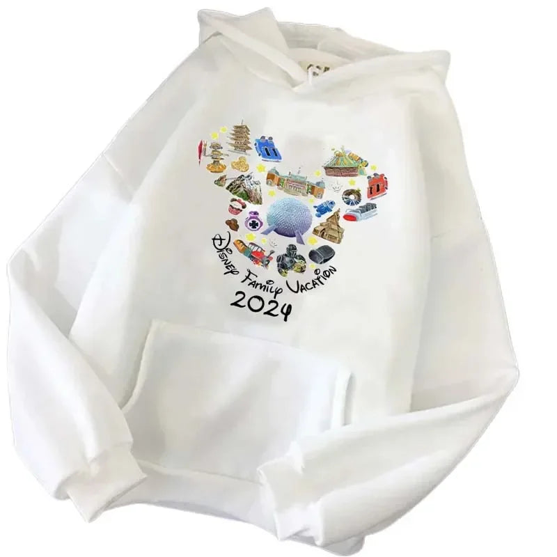 Disney 2024 Family Vacation Hoodies Fashion Disneyland Trip Women's Casual Pullover Autumn Harajuku Streetwear Sweatshirt Tops