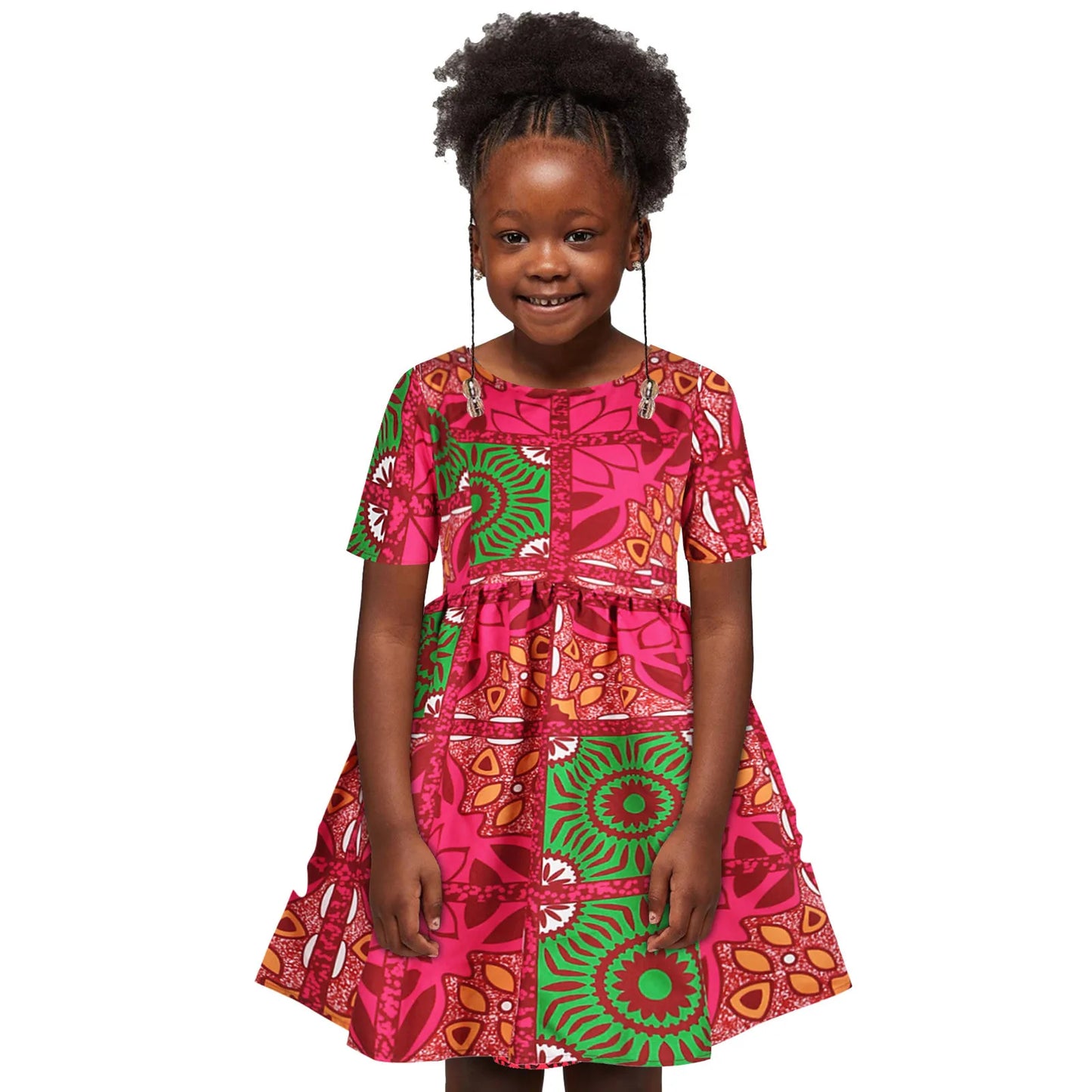 Baby Girls African Dress Toddler Kids Dashiki Traditional Style Print Short Sleeve Casual Dress Ankara Princess Dresses Vestidos