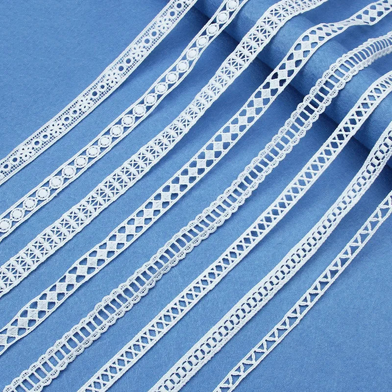 High Quality 5Yards White Cotton Embroidered Lace Trim Ribbons Fabric DIY Handmade Craft Materials Sewing Clothes Accessories