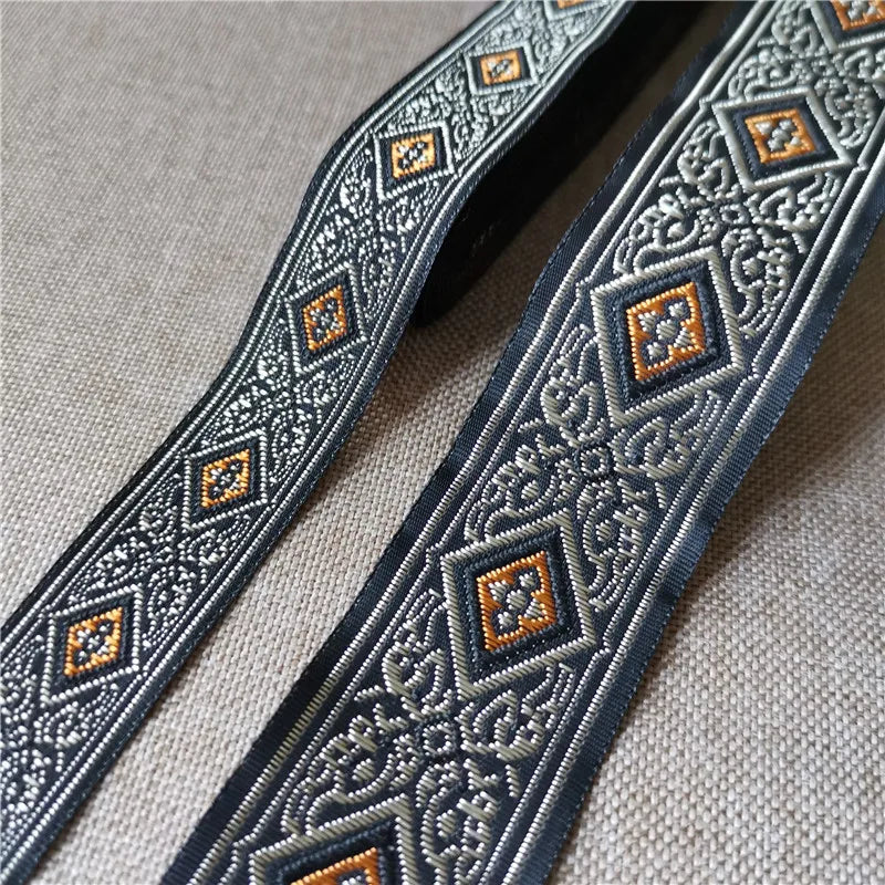 20mm-33mm 7meters Jacquard Ribbon Ethnic Lace Trim Embroidered Woven Webbing Tape For Sewing Crafting Decorative