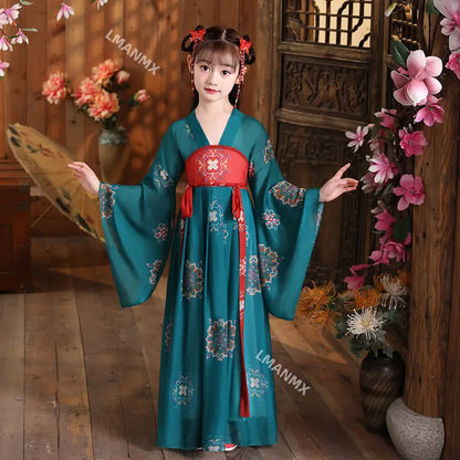 Ancient Kids Traditional Dresses Chinese Outfit Girls Costume Folk Dance Performance Hanfu Dress for Children