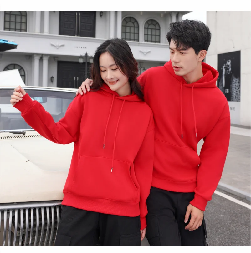 Winter Men And Women Velvet Warm Hoodies Custom Logo Company Team Casual Pullover Sweatshirt Embroidery Printing Brand Design