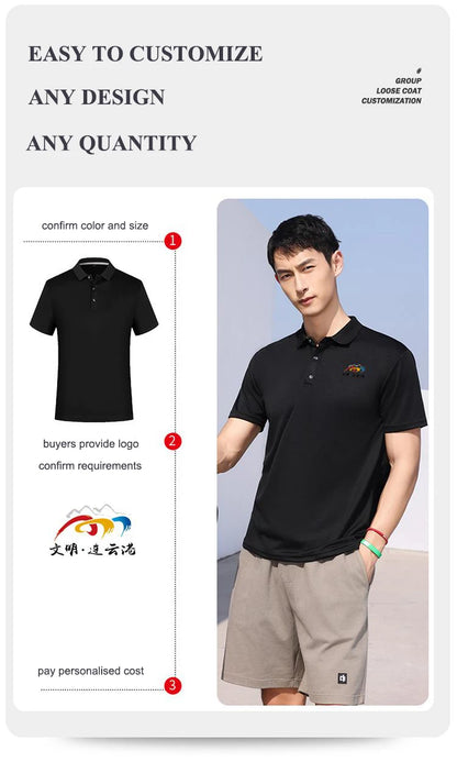 Customized Quick Drying Shirts Men Women Summer Sport Polo Shirt Cool Fabric Running Fitness T-shirt Logo Personalised Clothing